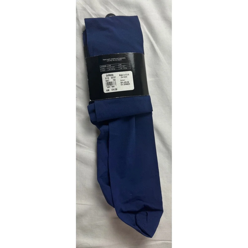 Express Full Length Navy Blue Tights Hosiery‎ S/M Made in USA